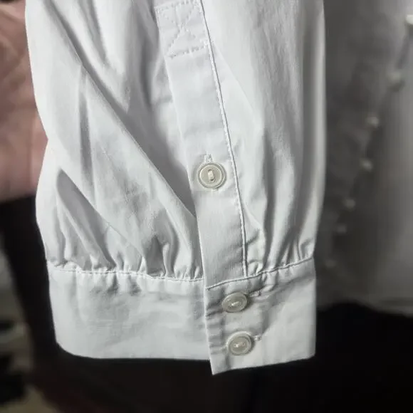 Soft Surroundings Shirt Womens 3X White Pearl Beaded Button Up Tunic Long Sleeve - Picture 4 of 11